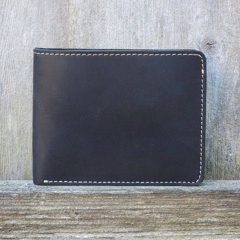 Minimalist Black Leather Wallet Father's Day