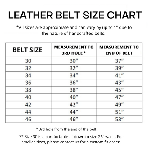 Leather Belt Size Guide & Chart in Canada