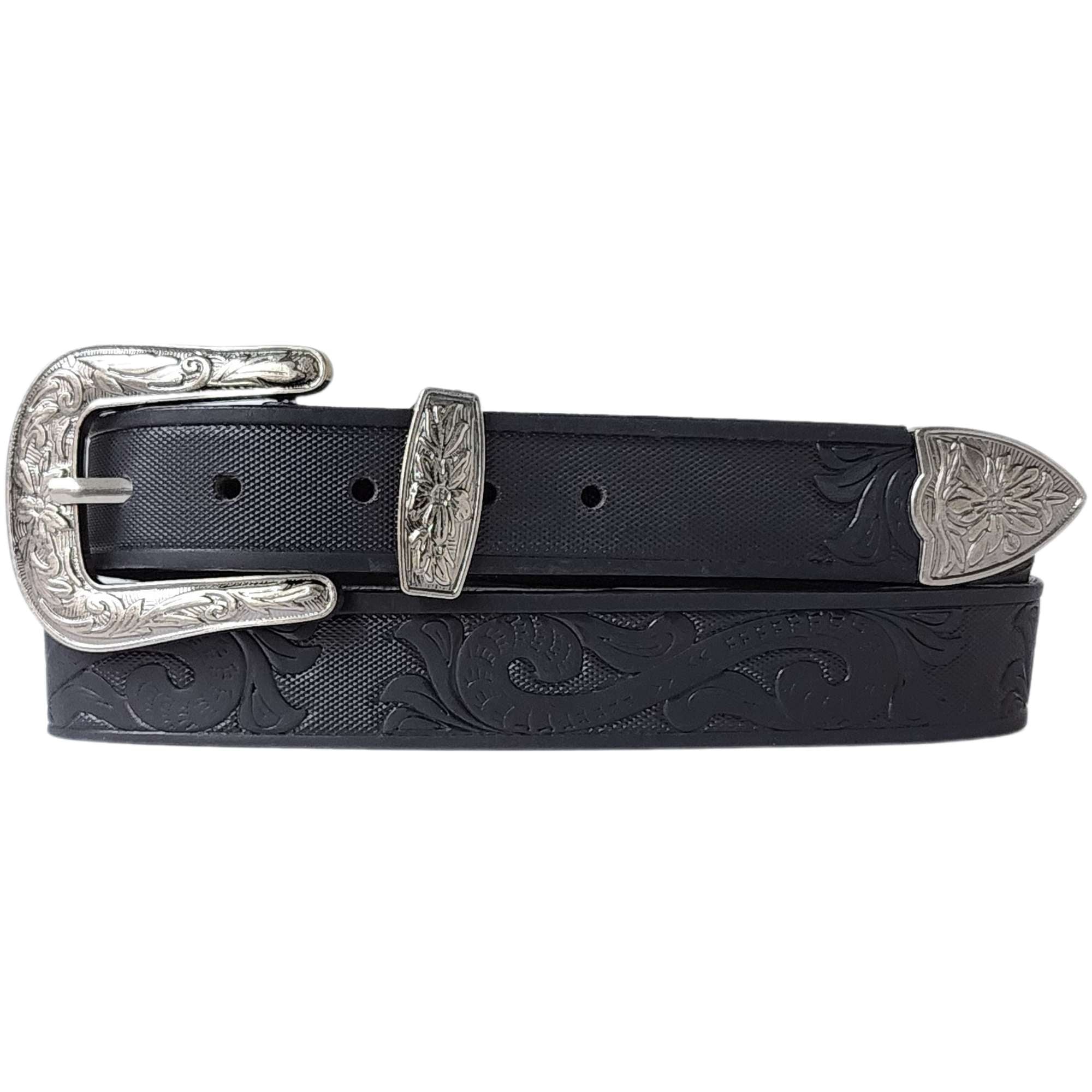 Western Black Hand-tooled Full-Grain Leather Belt – NAB Leather