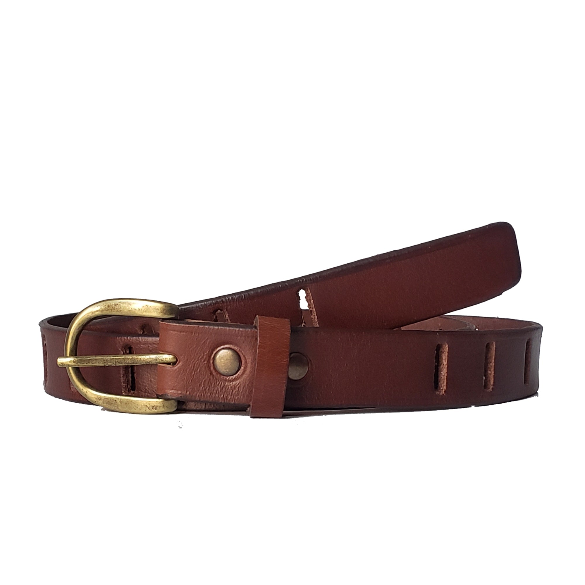 Brown Full Grain Leather Belt with Gold Buckle Made in Canada – Nab ...