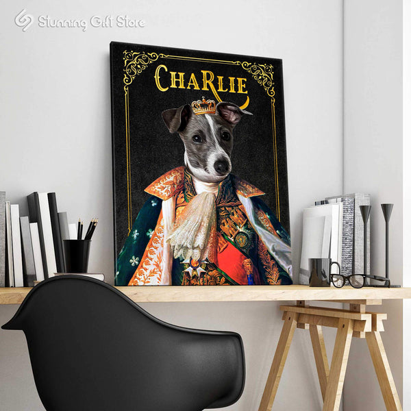 KING DOG PORTRAITS CUSTOM PET WALL ART PERSONALISED PET CANVAS ROYAL WALL ART