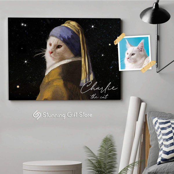 GIRL WITH A PEARL EARRING DOG PORTRAITS CUSTOM PET WALL ART PERSONALISED PET CANVAS