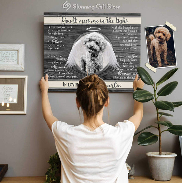 DOG ANGEL WINGS PERSONALIZED PET MEMORIAL REMEMBERING DOG GIFTS YOU'LL MEET ME IN THE LIGHT