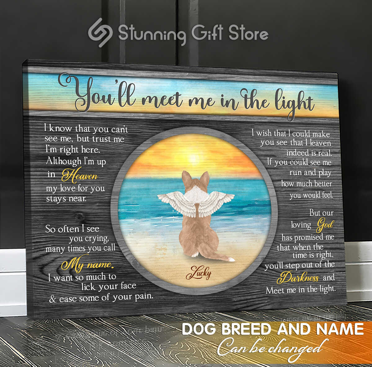Dog With Angel Wings Drawing Personalized Dog Remembrance Gifts You'll Meet Me In The Light
