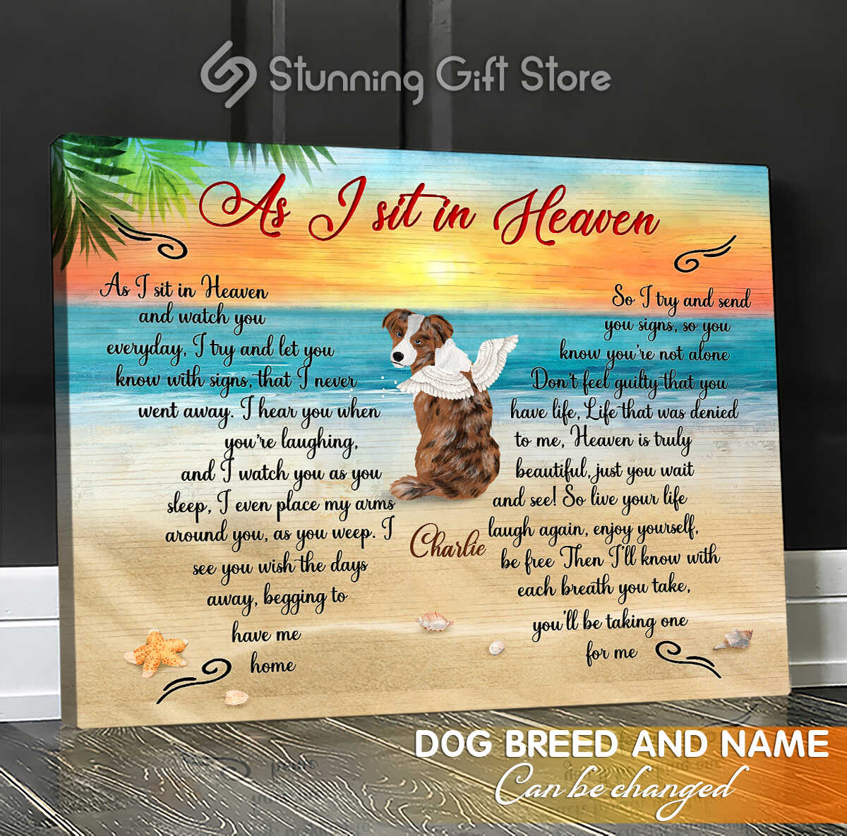 Custom Pet Memorial Gifts Dog With Wings Drawing Dog Sympathy Gifts As I Sit In Heaven