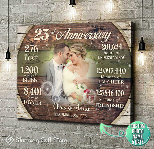Custom 23rd Anniversary Gift, 23 Year Anniversary Gift For Couple, Personalized Anniversary Canvas