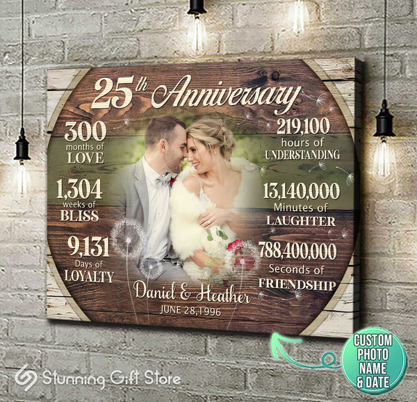 Custom 25th Anniversary Gift, 25 Year Anniversary Gift For Couple, Personalized Anniversary Canvas