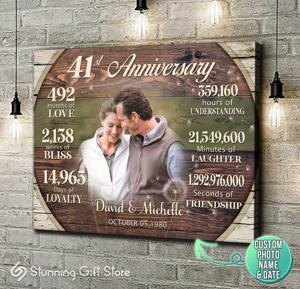 Custom 41st Anniversary Gift, 41 Year Anniversary Gift For Couple, Personalized Anniversary Canvas