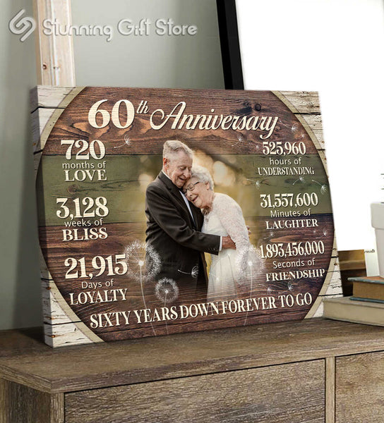 Custom 60th Anniversary Gift, 60 Year Anniversary Gift For Couple, Personalized Anniversary Canvas