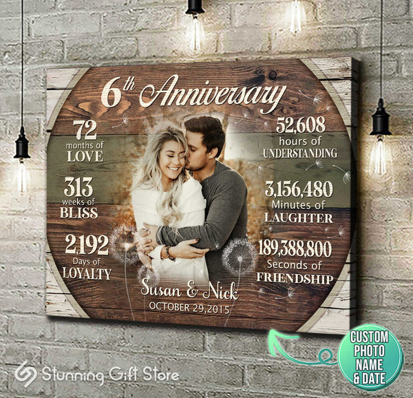 Custom 6th Anniversary Gift, 6 Year Anniversary Gift For Couple, Personalized Anniversary Canvas