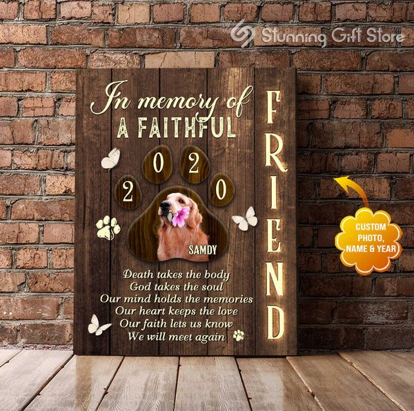 Personalized Dog Canvas Art Butterfly Memorial Gifts Dog Memorial Canvas In Loving Memory Of A Faithful Friend