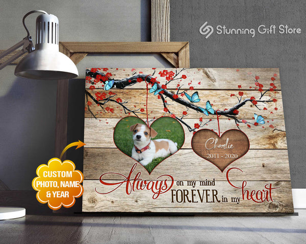 Personalized Dog Canvas Art Butterfly Memorial Gifts Dog Memorial Canvas Always On My Mind Forever In My Heart Canvas