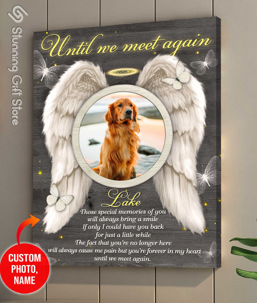 Custom Pet Canvas Prints Personalized Pet Memorial Gifts Golden Retriever Angel Wings Until We Meet Again