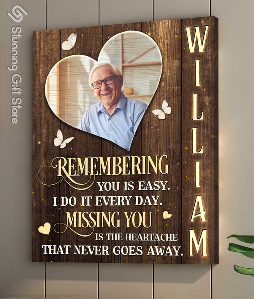 Personalized Memorial Canvas Prints, Personalized Sympathy Gifts, Memorial Wall Art Remembering you is easy I do it every day