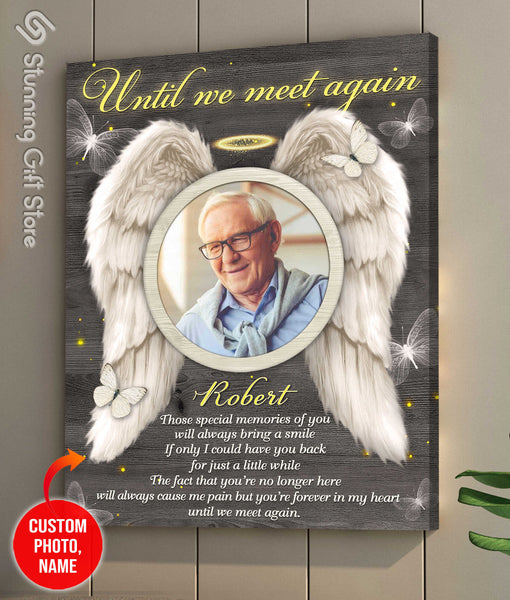 Photo Gifts Memorial Angel Wings Canvas Wall Art Personalized Bereavement Gifts Until We Meet Again