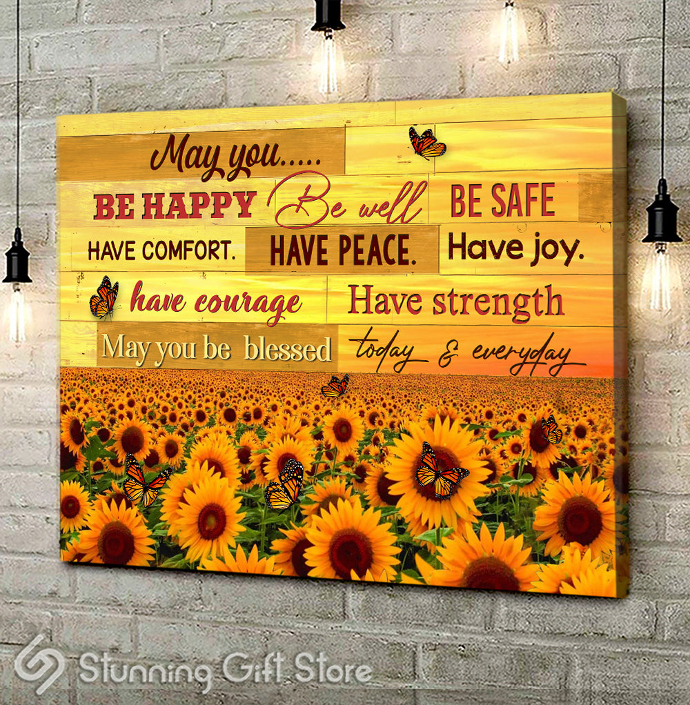 Stunning Gift Sunflower Monarch Butterfly Canvas May You Be Blessed To