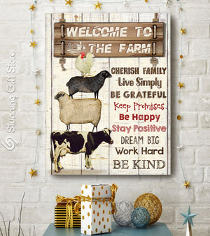 Stunning Gift Farm Animal Canvas Welcome To The Farm Wall Art