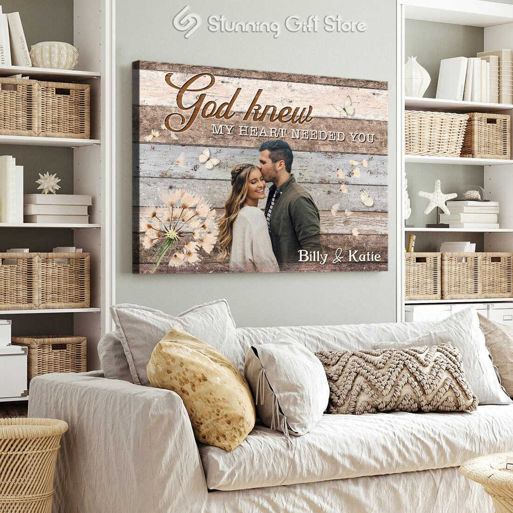 
            
                Load image into Gallery viewer, Anniversary Customised Gifts First Anniversary Gift God Knew My Heart Needed You-Custom Canvas-Wrapped Canvas-30x40 inches-Stunning Gift Store
            
        