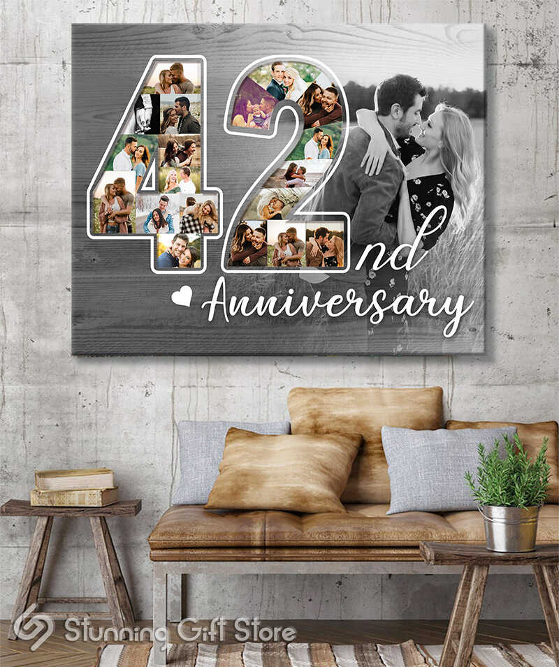 42nd Anniversary Gift For Him, 42 Year Anniversary Gift For Her, Photo Collage Canvas Print-Custom Canvas-Wrapped Canvas-30x40 inches-Stunning Gift Store