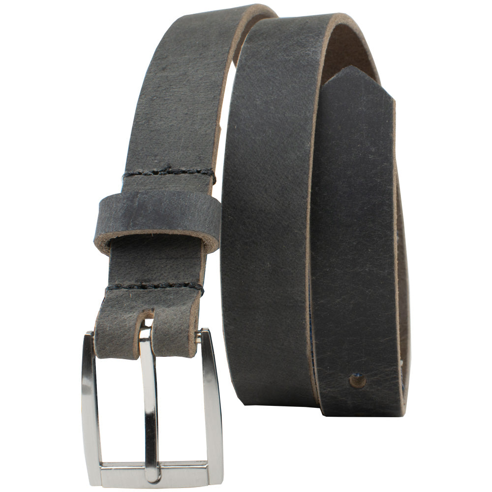 Square Wide Pin Distressed Leather Belt | Made in USA | Hypoallergenic