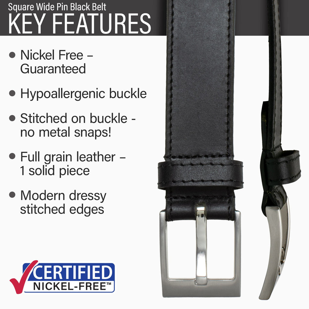 Black Rope Belt | Black Belt with Real Leather | Hypoallergenic | USA 42 inch / Black / Stainless Steel/Leather