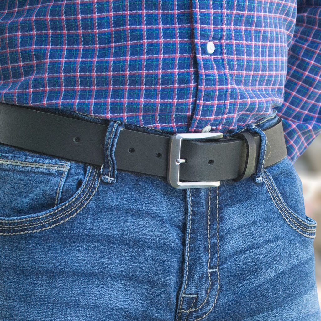 Appalachian Mountain Belt Set - Leather Belts and Titanium Buckles 40 inch / Black and Brown / Titanium/Leather