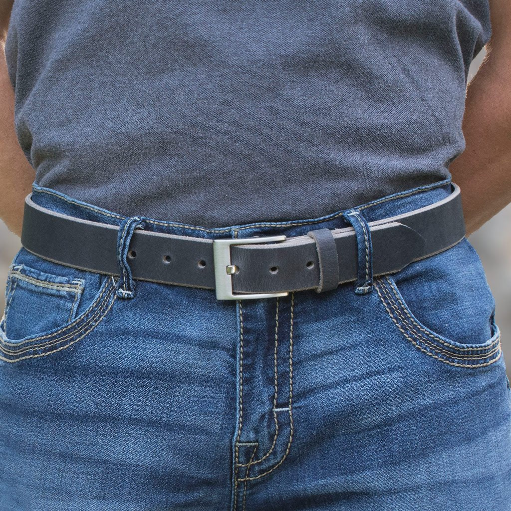 Square Wide Pin Gray Distressed Leather Belt | Nickel Free + USA Made ...