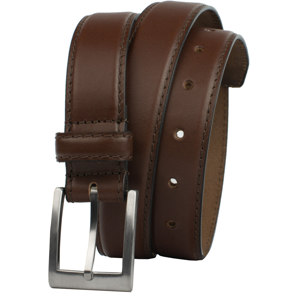 Silver Square Titanium Tan Belt | Dress Belt | Nickel-Free