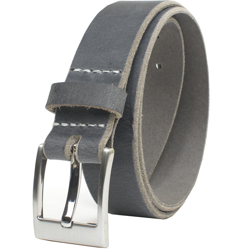 Square Wide Pin Gray Distressed Leather Belt | Nickel Free + USA Made ...