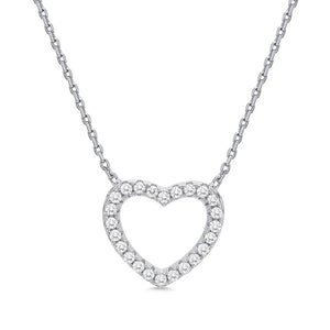 Open Heart CZ Necklace in Sterling Silver - Victoria's Toy Station