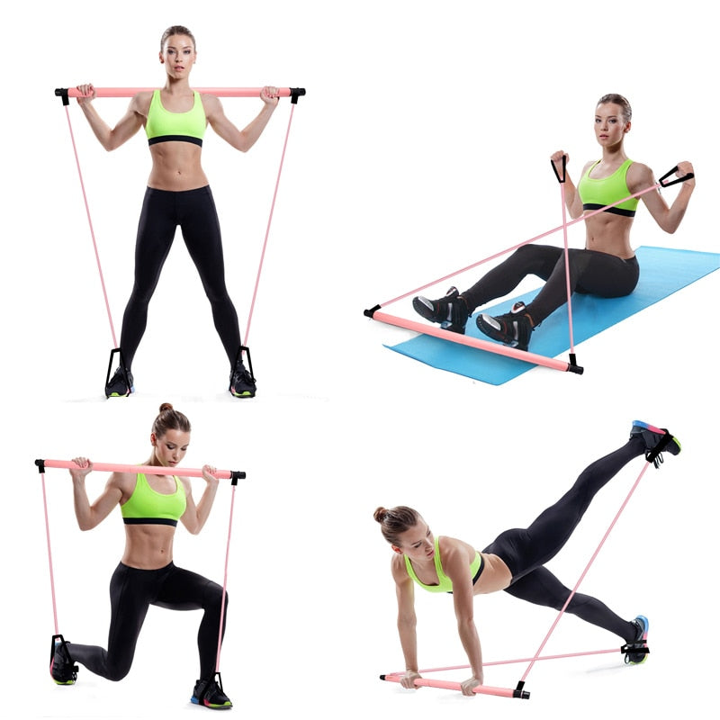 evenwicht evenaar Fantasierijk Best Portable Pilates Bar with Resistance Tubes - Home Workout Gear