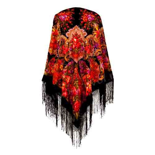 Extra large Anita gypsy piano shawl with silk fringe – le lapin blanc