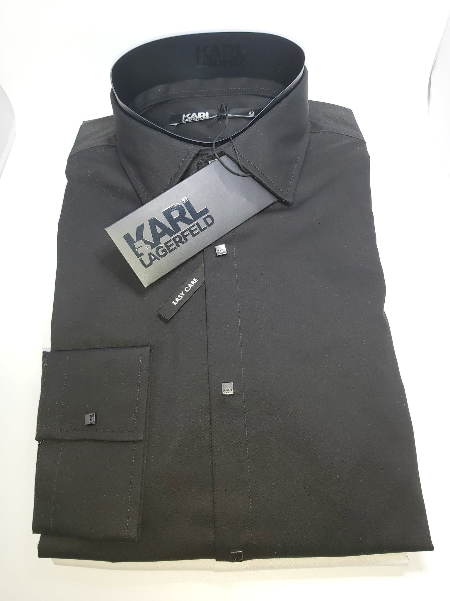 Slim Fit Lagerfeld Hemd mit schwarzen Druckknöpfen Farbe Iv – Wolfram S Männermode