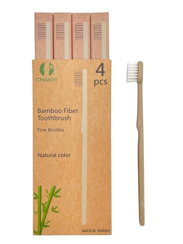 CHANYI Bamboo Medium Toothbrushes - Pack of 4 Brushes