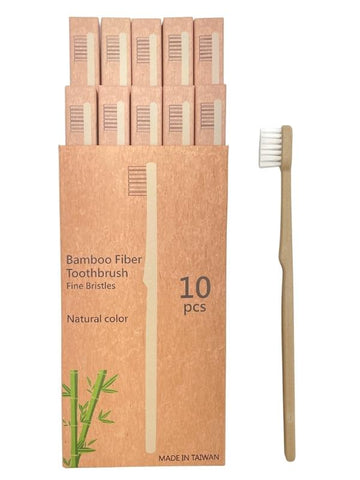 CHANYI Bamboo Medium Toothbrushes Pack of 10 Brushes