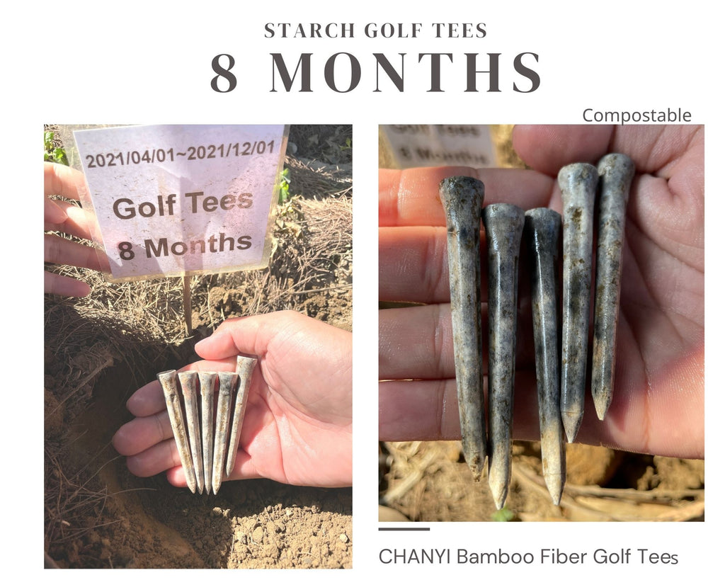 CHANYI Degradation Test Bamboo Fiber Starch Golf Tees, Eco Friendly, Biodegradable, Compostable and Disposable Starch GOLF TEES 8 Month(final)