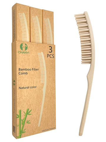 bamboo fiber hair comb anti-static smooth green plastic-free natural bpa-free eco-friendly compostable sustainable recyclable travel hotel combs health 3 pack - CHANYI eco