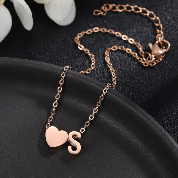 personalised initial letter anklet rose gold