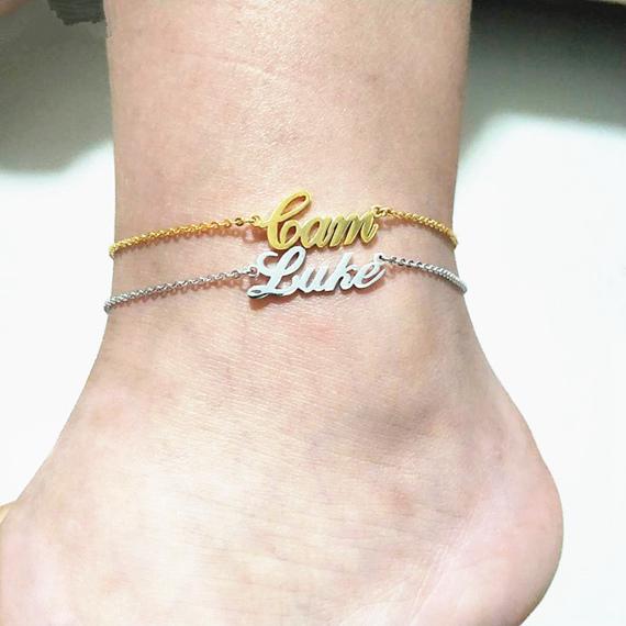 personalised custom name anklet gold silver