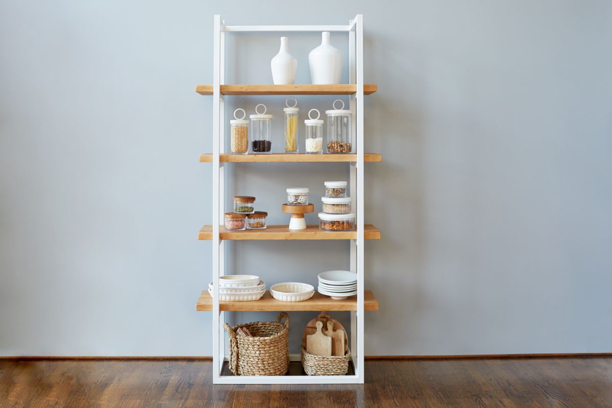 white storage shelf unit