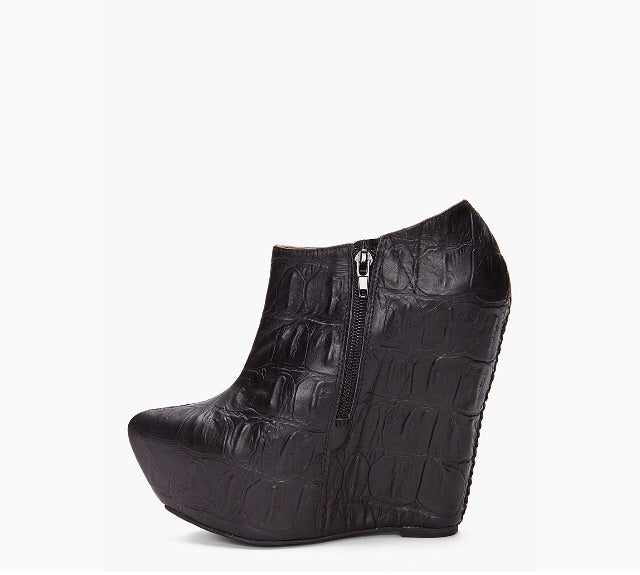 black platform wedge booties