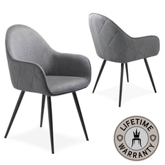 Ainslie | Grey, Contemporary Upholstered Dining Chair with Arms