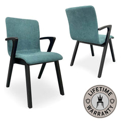 Alexander | Teal Upholstered Dining Chairs With Arms 