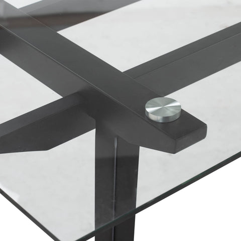 Black Metal 180cm Glass Rectangular Dining Table