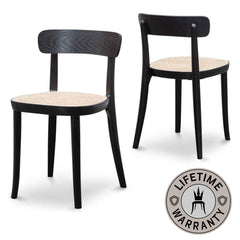 Arlington | Natural, Black, Rattan Wooden Dining Chair 