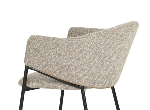 Almond Fabric Dining Chair With Arms
