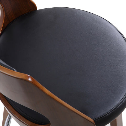 Mid Century Black PU Leather Bar Stools