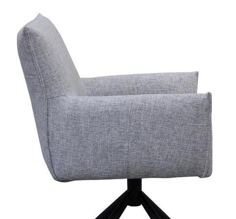 Contemporary Light Grey Fabric Dining Chair With Arms