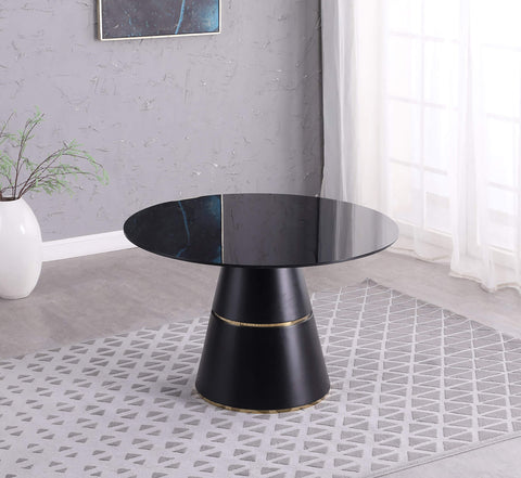 Black 120cm Wooden Glass Round Dining Table