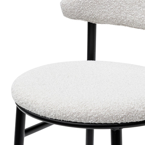 Mid Century Boucle White Fabric Upholstered Bar Stools